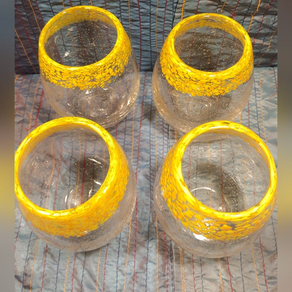 Yellow Accented Blown Glass Tumblers - Picture 3 of 3